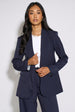 Navy Stripe Contrast Sleeve Edge To Edge Blazer by Gini London