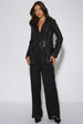 Black Sequin Wide Leg Trouser by Gini London