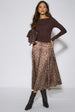 Brown Asymmetric Animal Print A Line Midi Skirt by Gini London