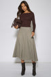 Brown Dog Tooth A Line Midi Skirt by Gini London