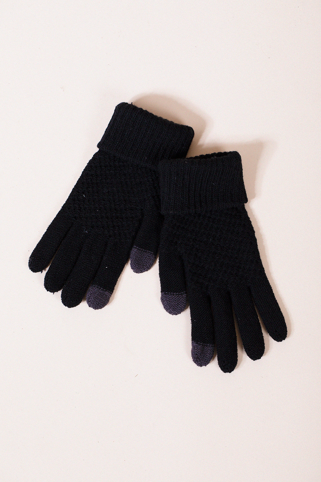 Basic Touch Screen Knitted Gloves In Black GL310202