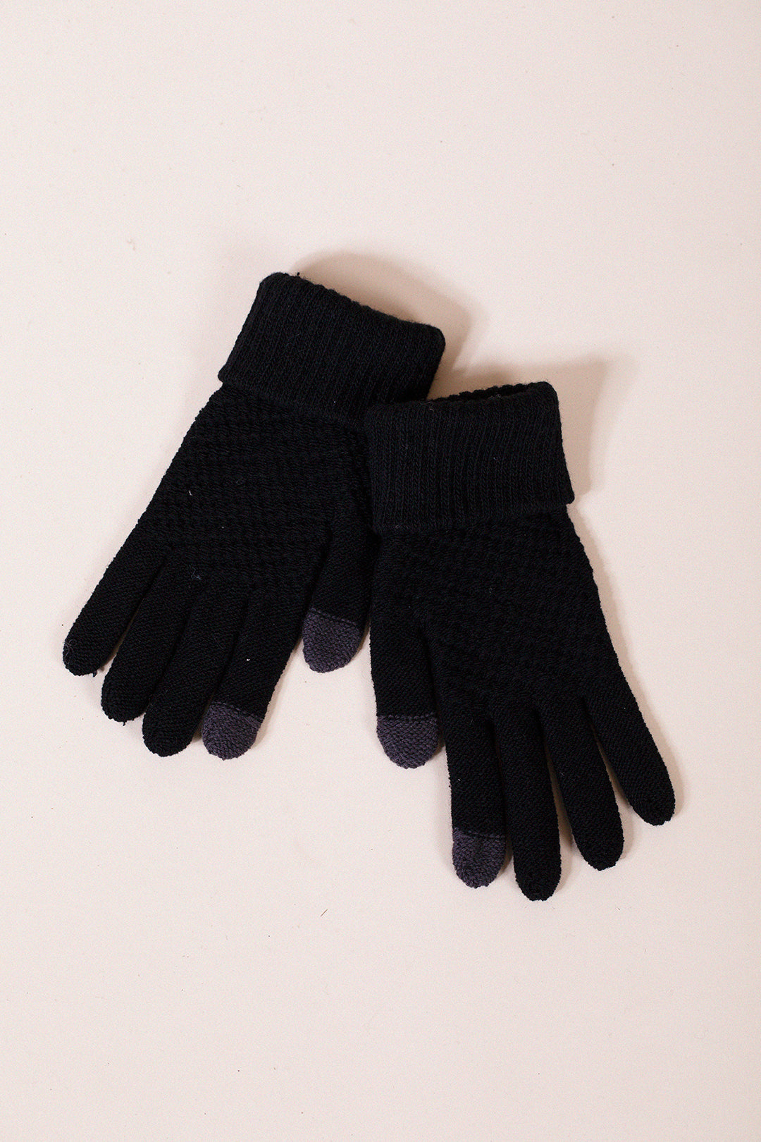Basic Touch Screen Knitted Gloves In Black GL310202