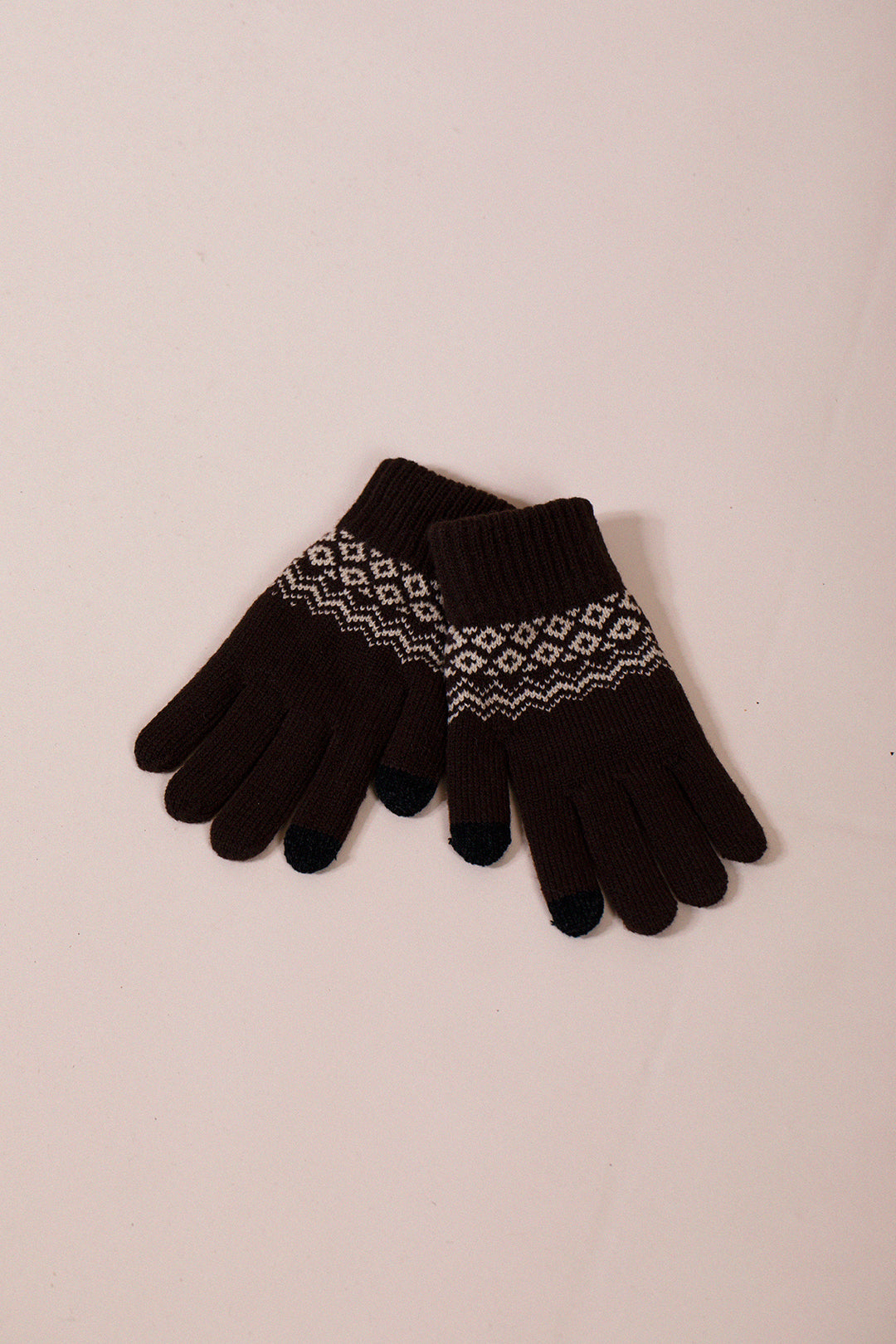 Christmas Print Gloves In Brown GL310506