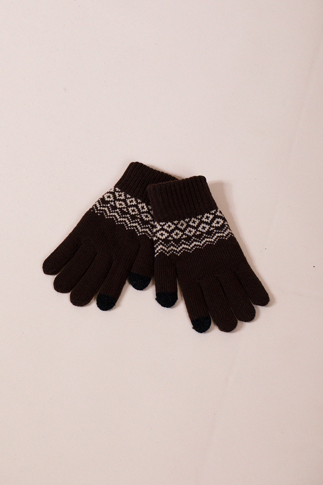 Christmas Print Gloves In Brown GL310506