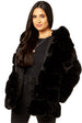 Black Horizontal Cut Fur Hooded Jacket by Gini London