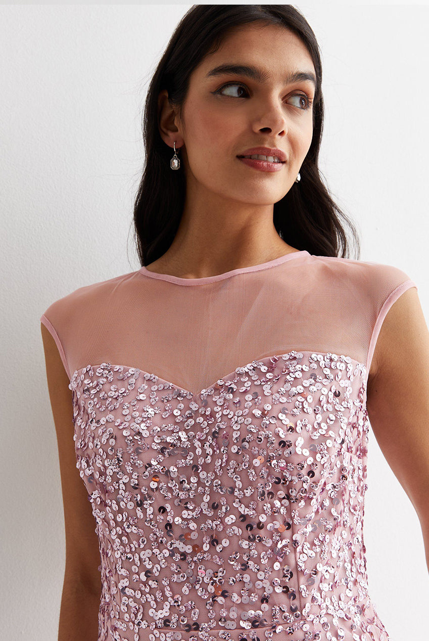 Blush Ombre Sequin Maxi Dress GL785A
