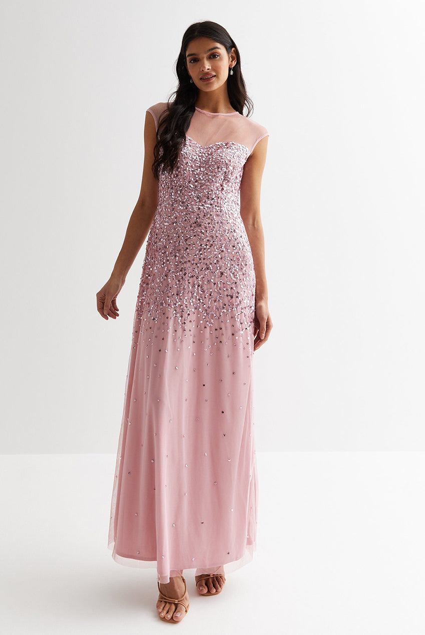 Blush Ombre Sequin Maxi Dress GL785A
