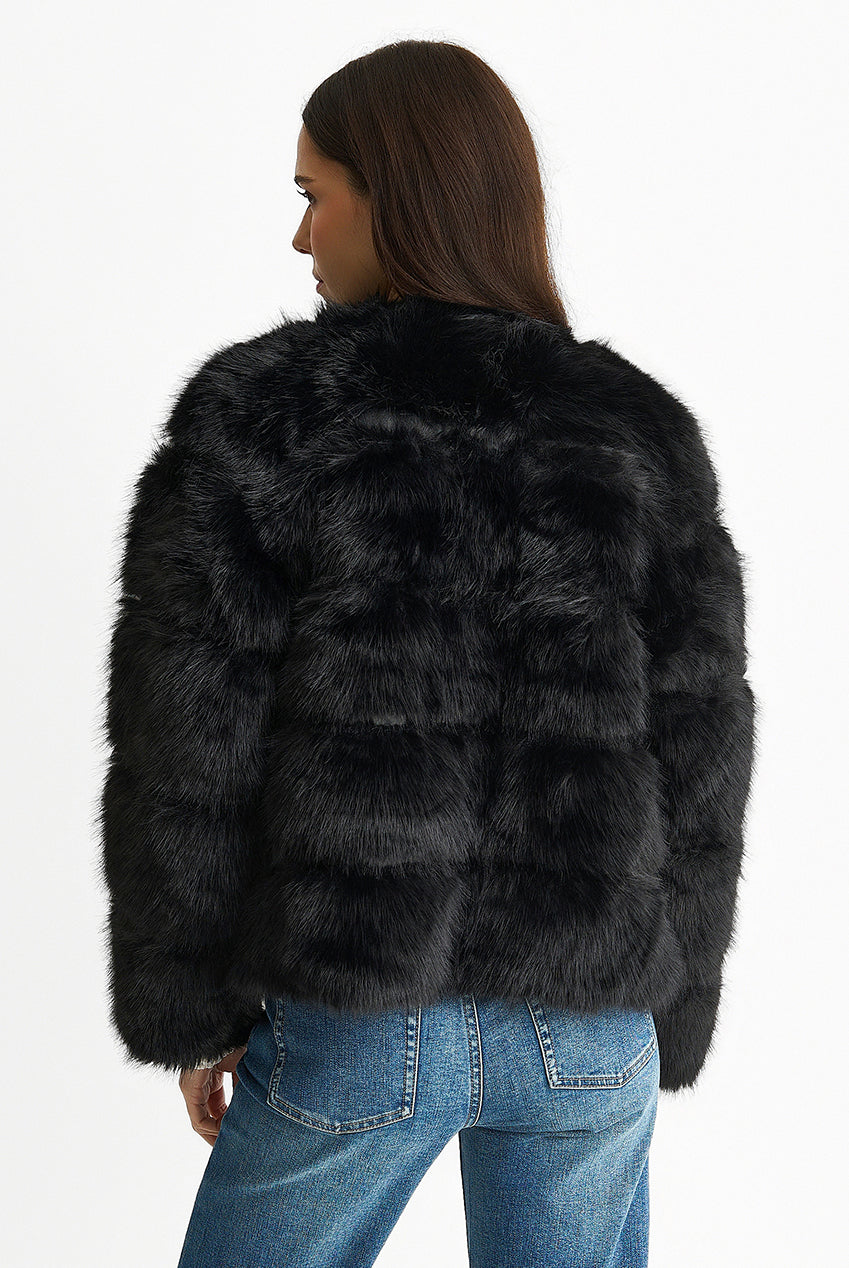 Black Soft Touch Fur Jacket GL857001