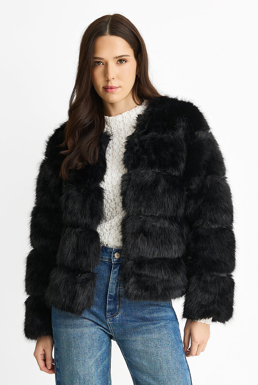 Black Soft Touch Fur Jacket GL857001