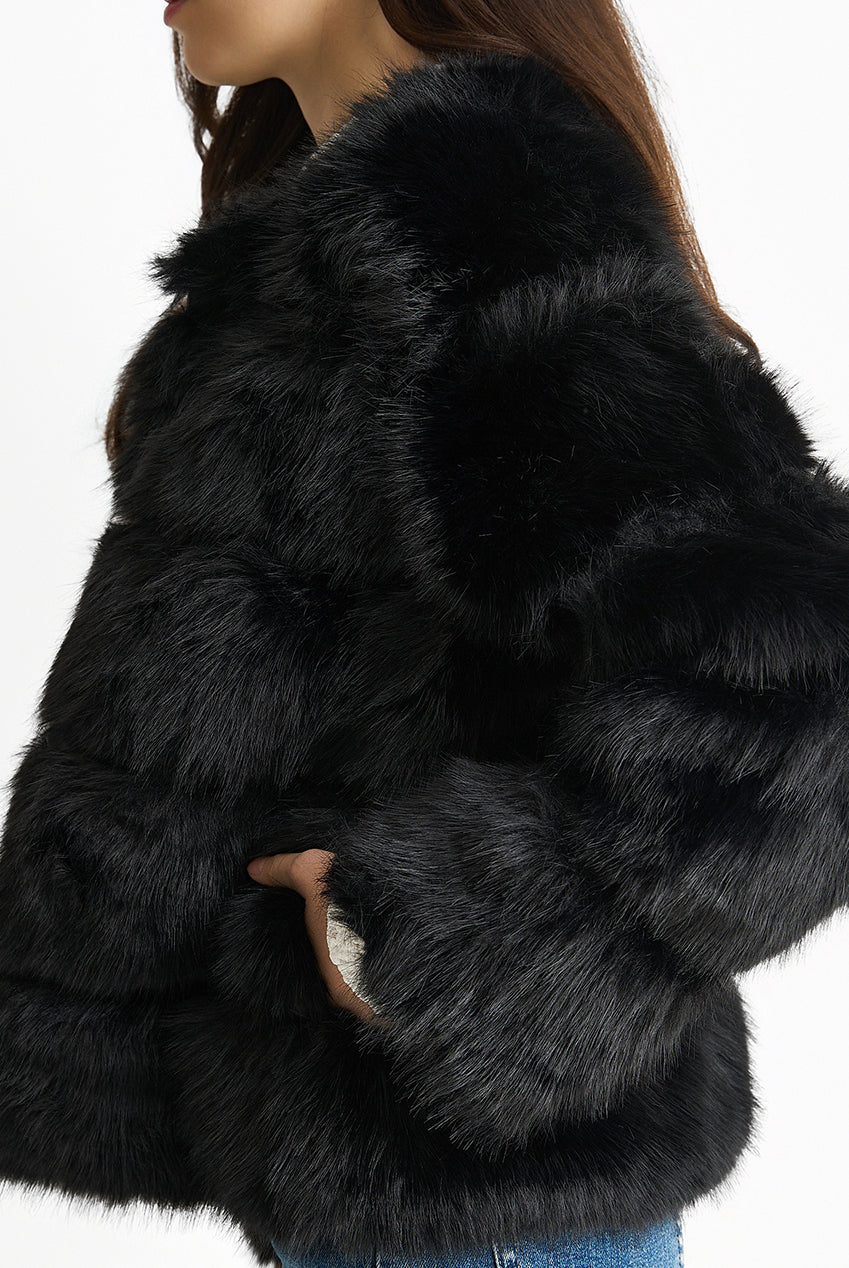 Black Soft Touch Fur Jacket GL857001