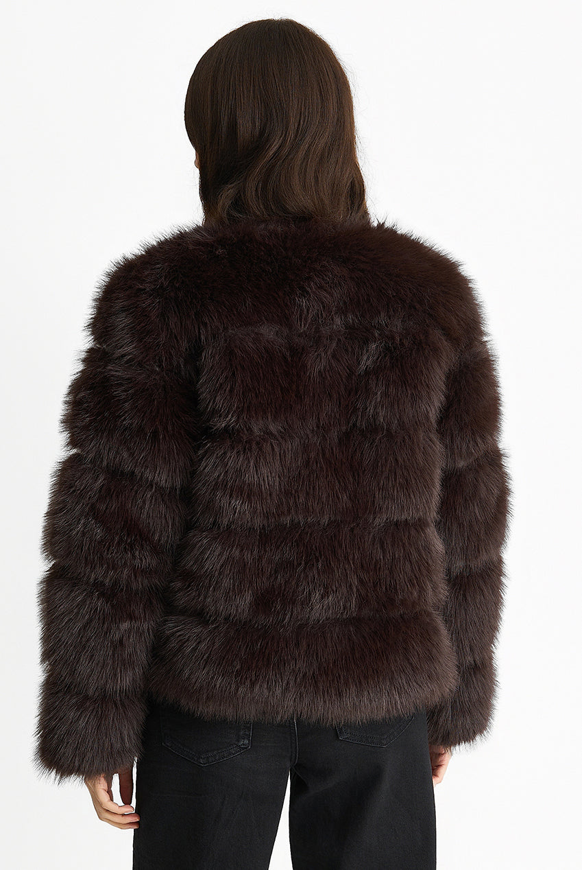 Chocolate Soft Touch Fur Jacket GL857