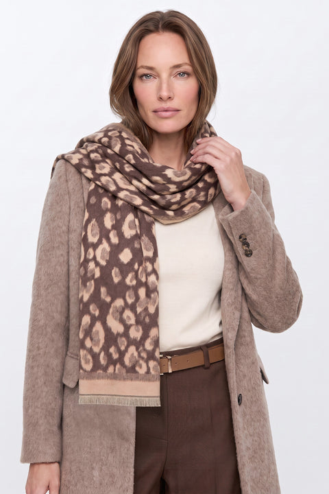 Brown Animal Print Scarf by Aftershock London