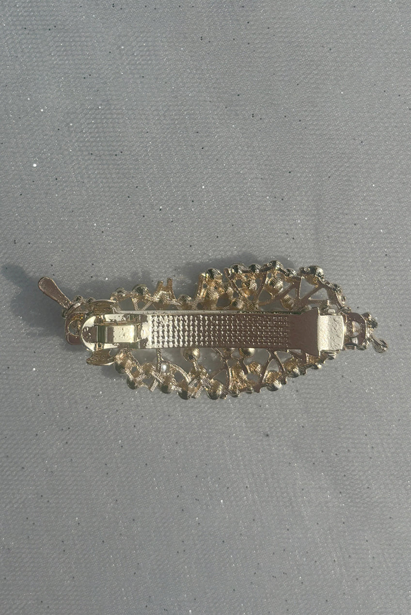 Gold Pearl Hair Clip With Diamante Clip300