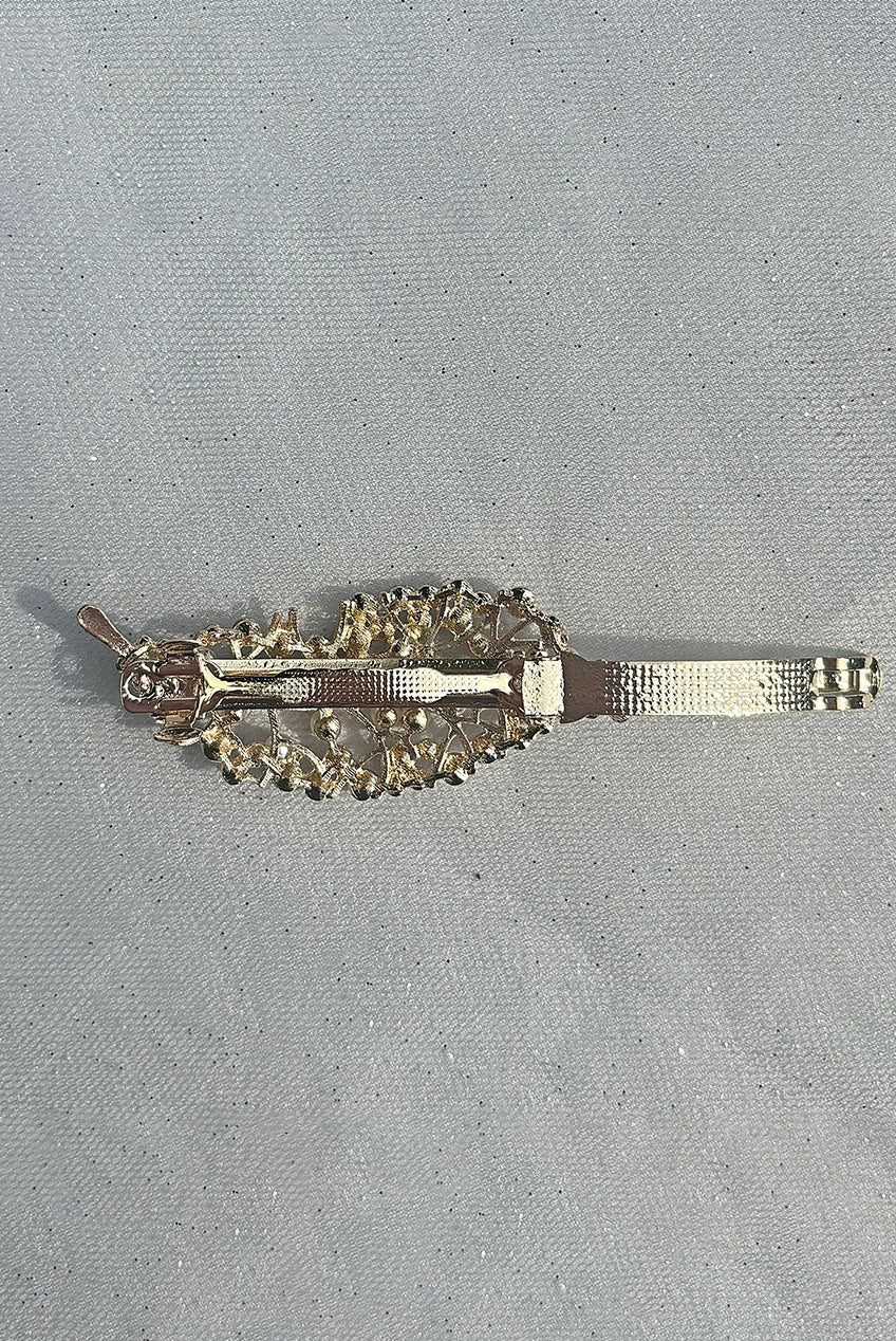 Gold Pearl Hair Clip With Diamante Clip300