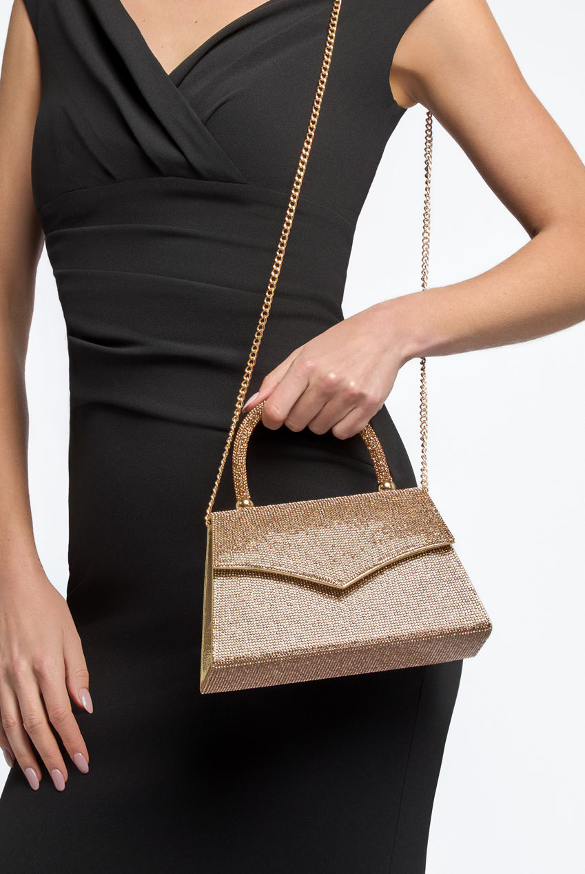 Gold Diamante Top Handle Bag ALH3015