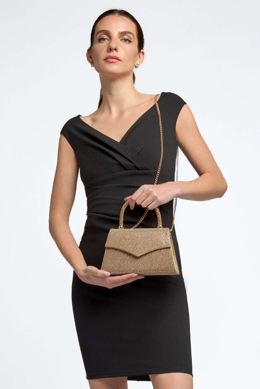 Gold Diamante Top Handle Bag ALH3015