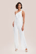 Liquorish White Sequin Jersey One Shoulder Jumpsuit