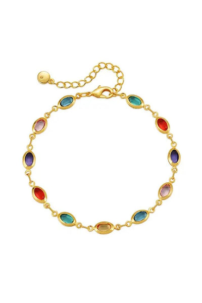 Multi - Multicolour Oval Chain Bracelet by SVNX