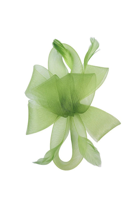 Flower & Feathers Fascinator Hat With Headband & Clip In Green by SVNX