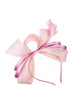 Bow Shaped Fascinator With Satin Loops & Feathers In Pink by SVNX