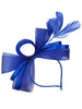 Bow Shaped Fascinator With Satin Loops & Feathers In Royal Blue by SVNX