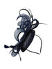 Round Pill Box Fascinator With Bow & Feathers In Navy by SVNX