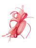 Round Pill Box Fascinator With Bow & Feathers In Coral by SVNX