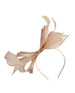 Bow Shaped Fascinator With Sinamay Curls & Feathers In Nude by SVNX