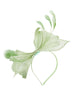 Bow Shaped Fascinator With Sinamay Curls & Feathers In Pastel Green by SVNX