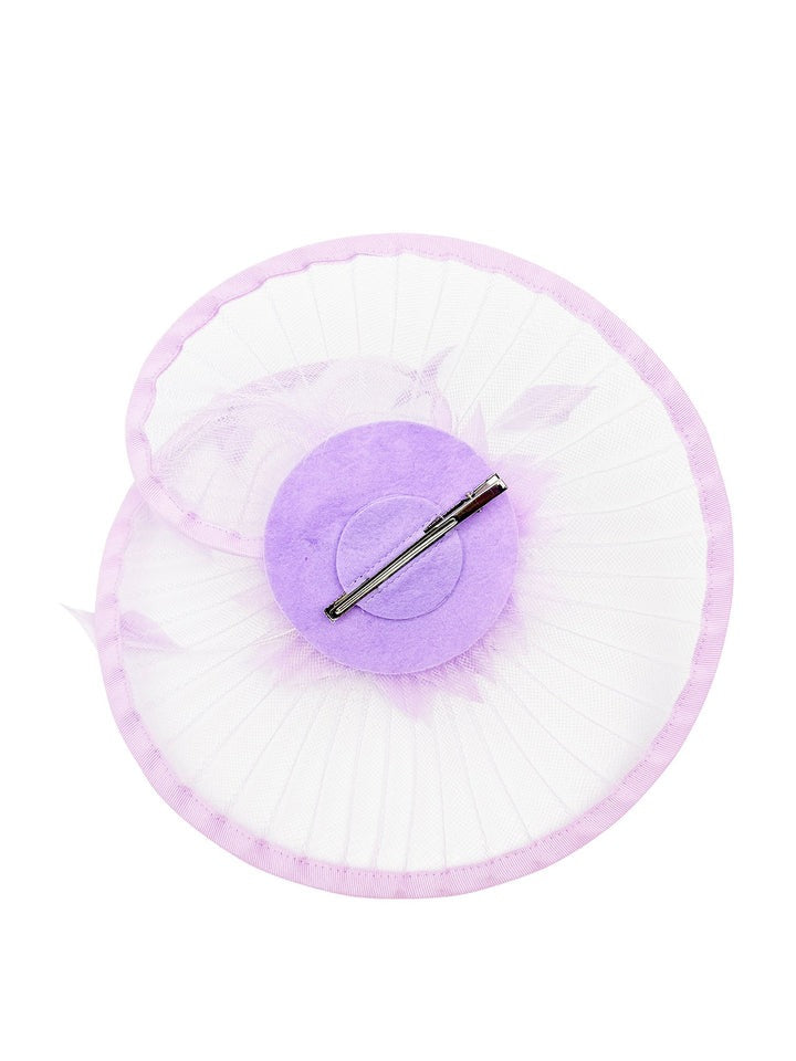 Spiral Circular Brim Fascinator With Feathers Burst In Lilac HA301112