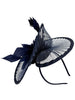 Spiral Circular Brim Fascinator With Feathers Burst In Navy by SVNX