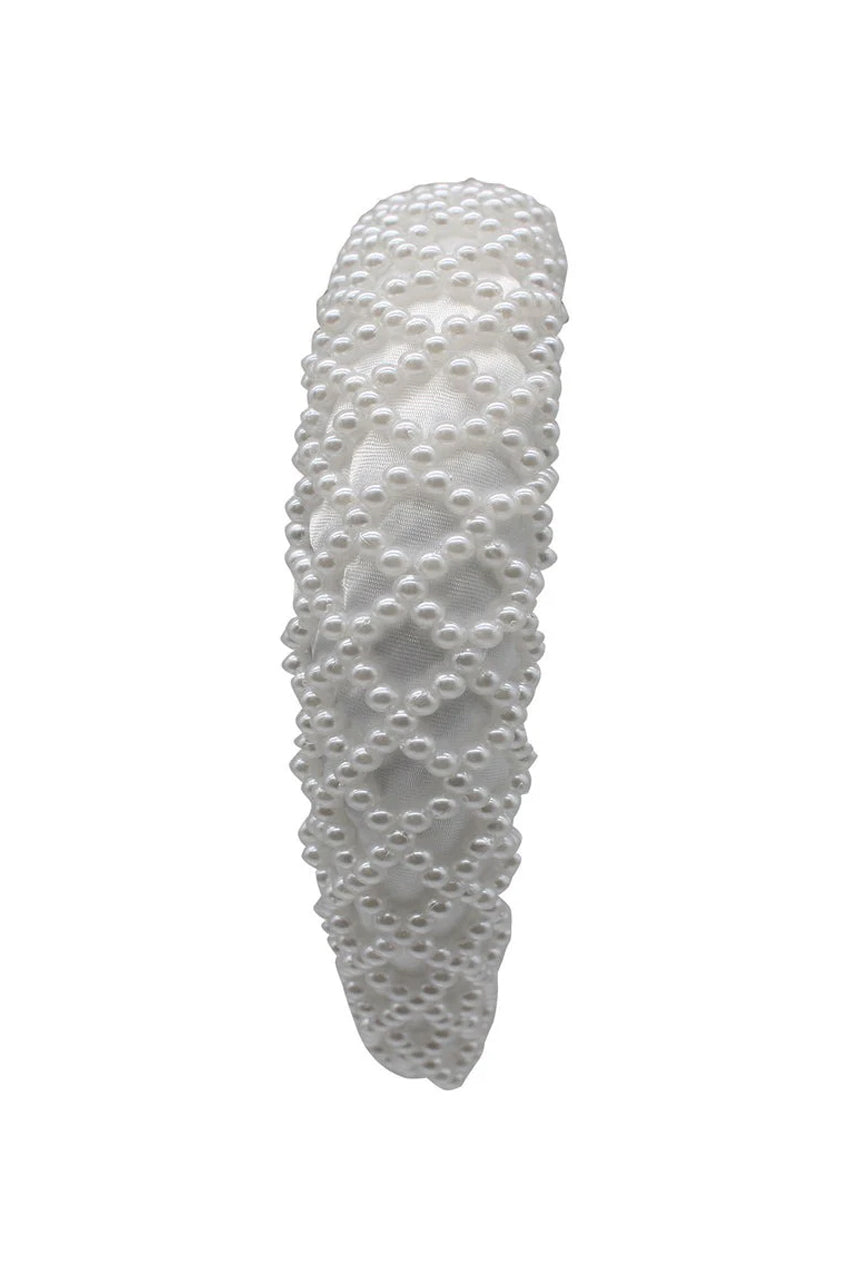 White Pearl Lattice Style Headband HA301207
