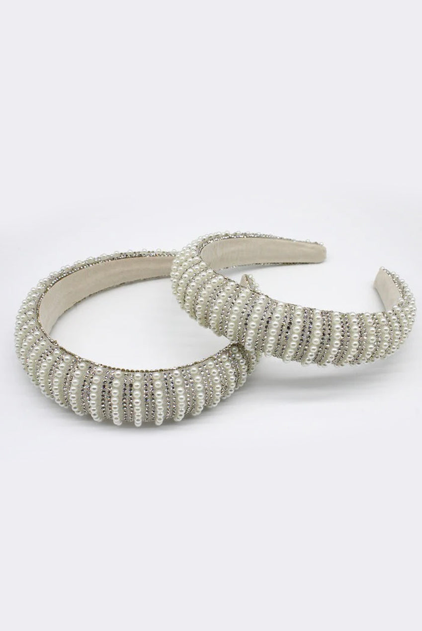Crystal Gems And Mini Pearls Headband HA301407