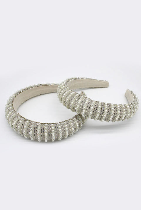 Crystal Gems And Mini Pearls Headband by SVNX