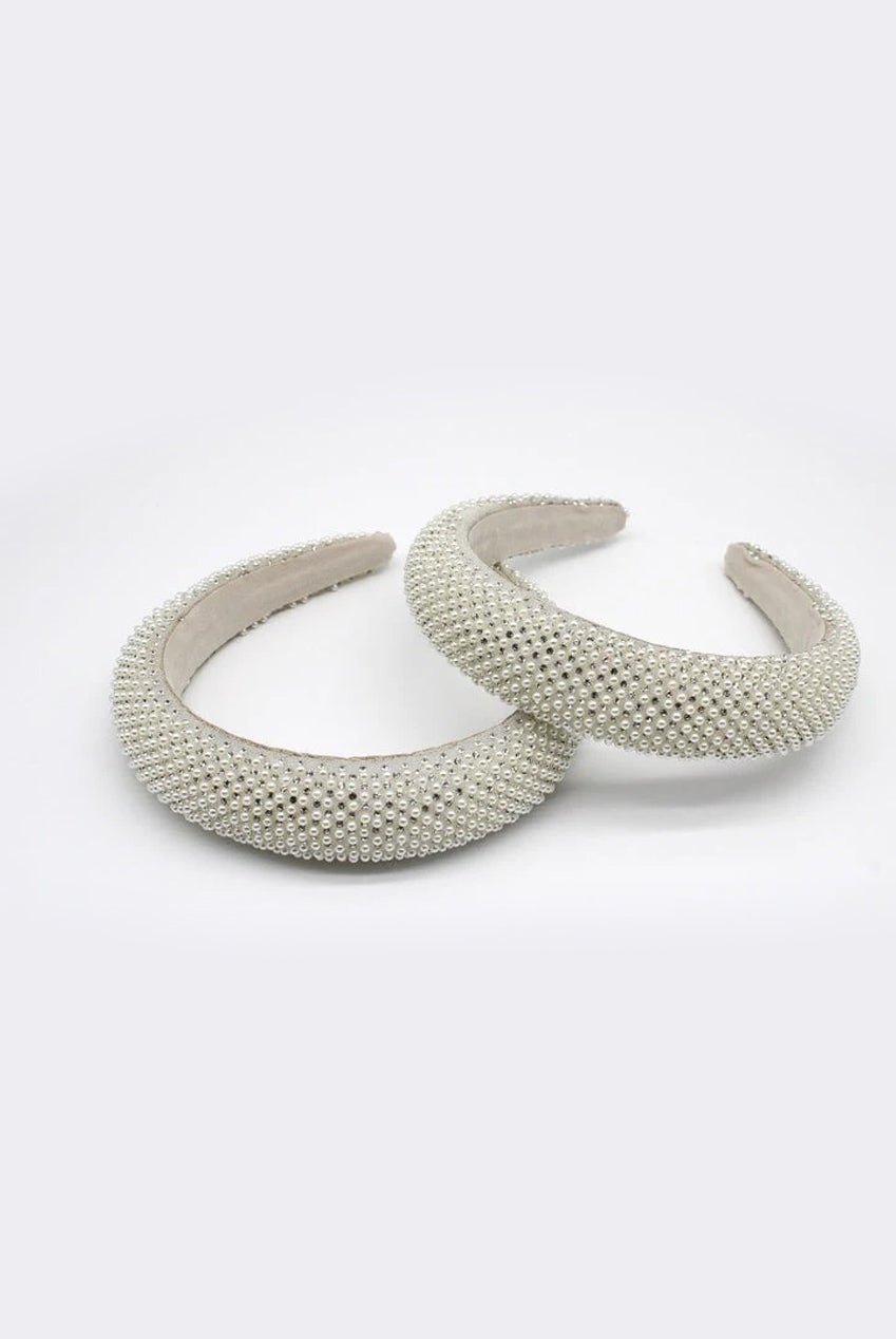 Ivory Pearls And Rhinestone Headband HA301533