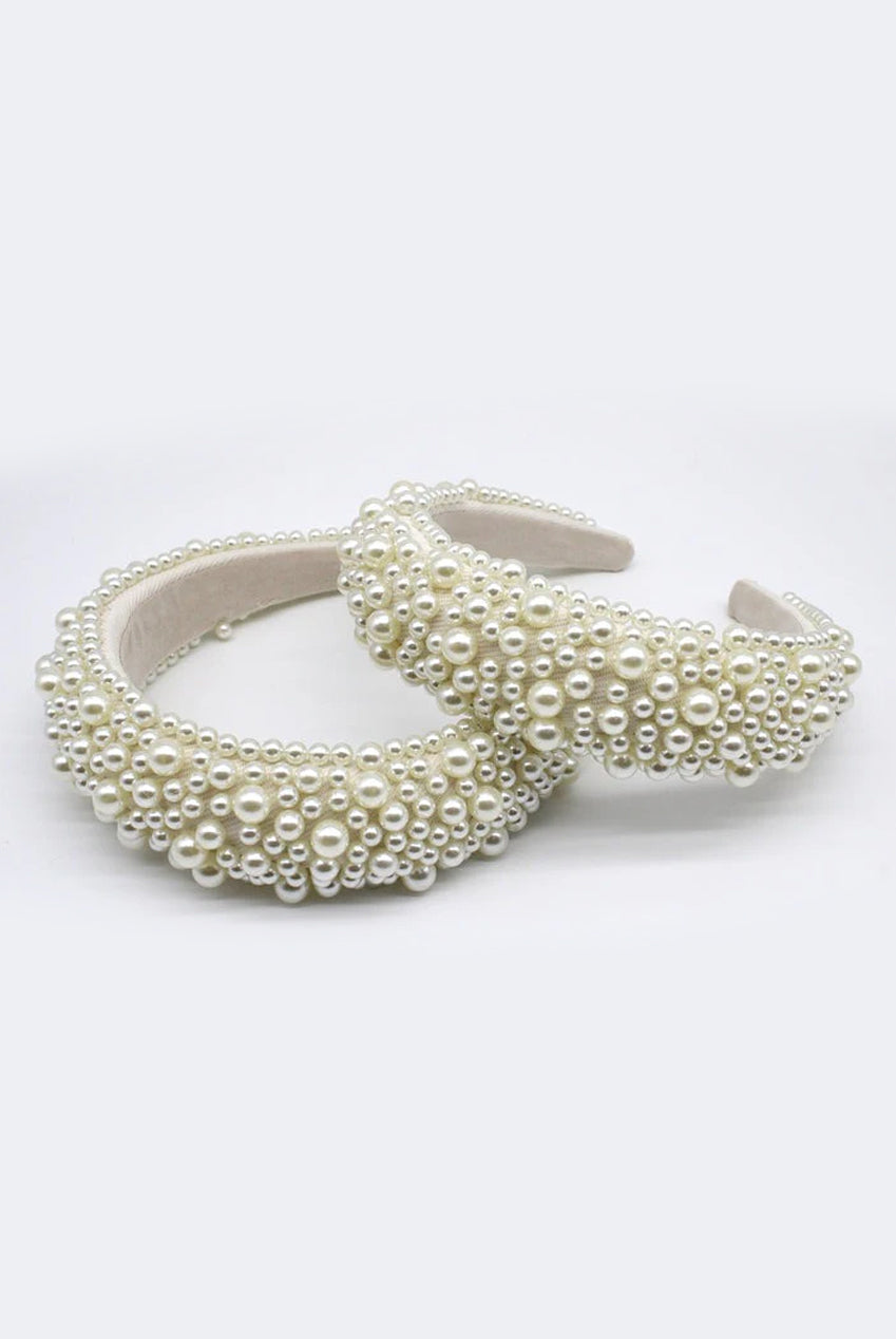 Lattice Style Crystal Gems And Pearl Headband HA301707