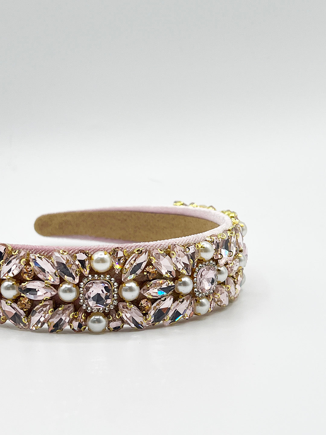 Embellished Crystal Headband In Pink HA310309