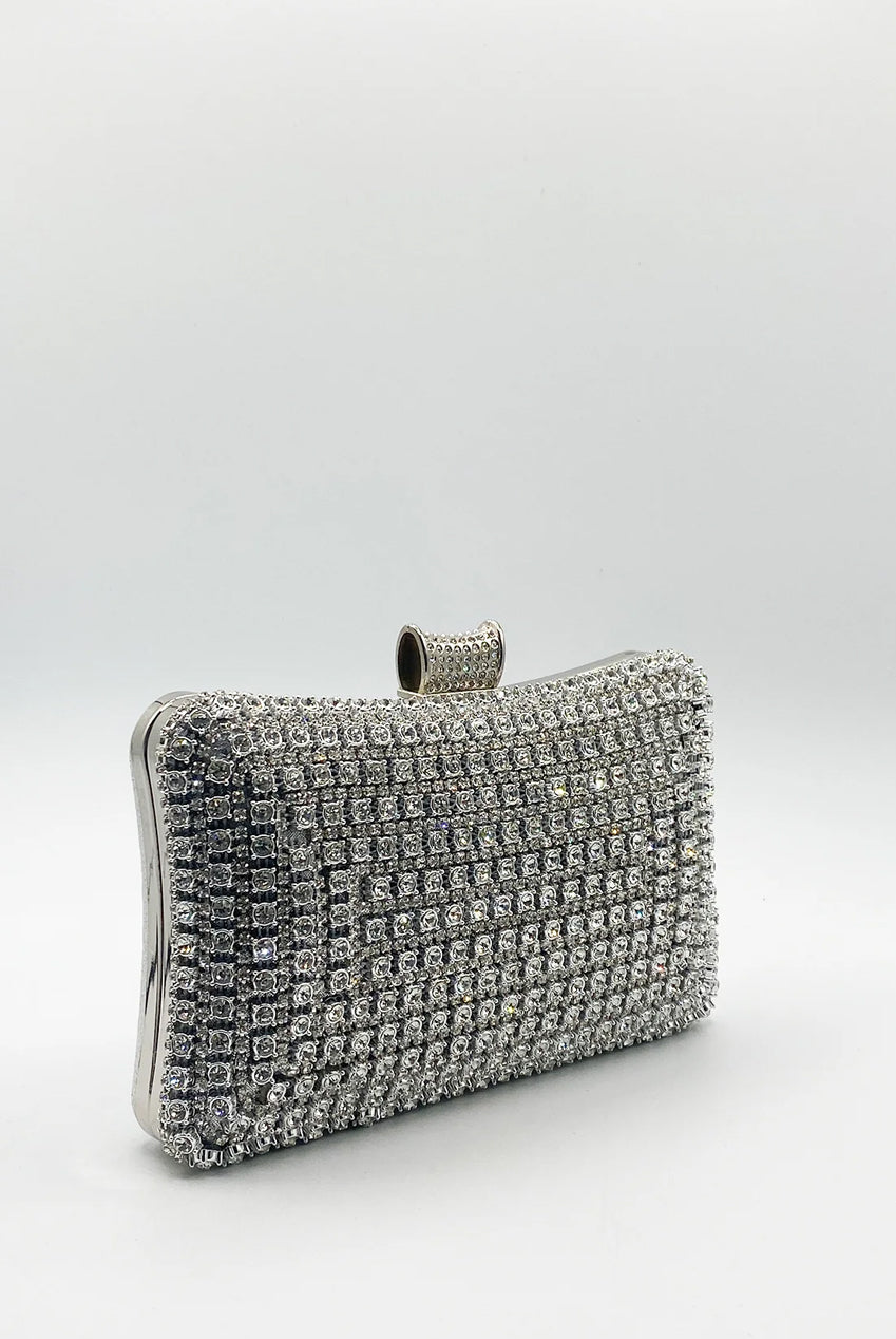 Silver Diamante Clutch Bag HB323221