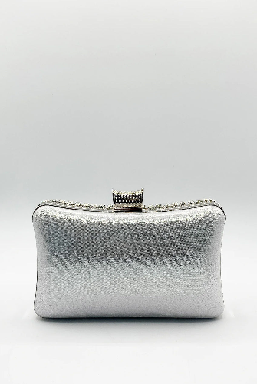 Silver Diamante Clutch Bag HB323221