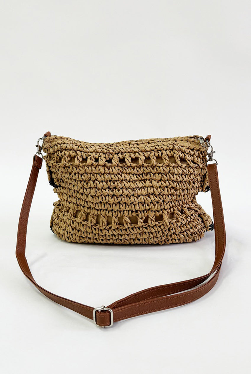 Straw Shoulder Bag With Frill Detail HB326806