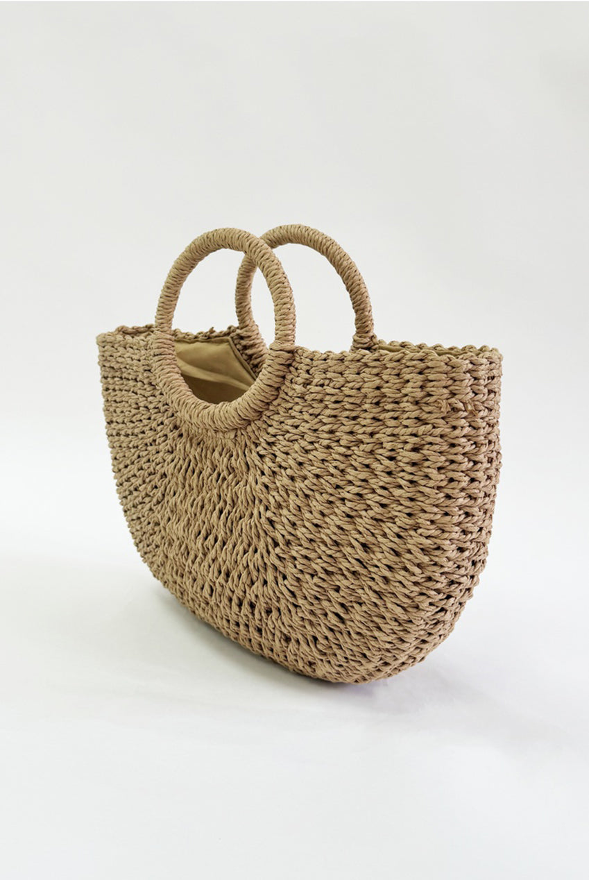 Round Woven Straw Holdall With Circular Handle HB327206