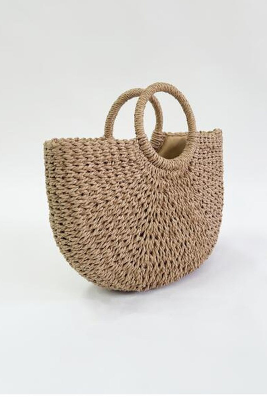 Round Woven Straw Holdall With Circular Handle HB327206
