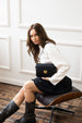 Black Shoulder Bag With Gold Clasp Fastening by SVNX