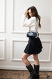 Patent Shoulder Bag With Borg Fur Trim by SVNX