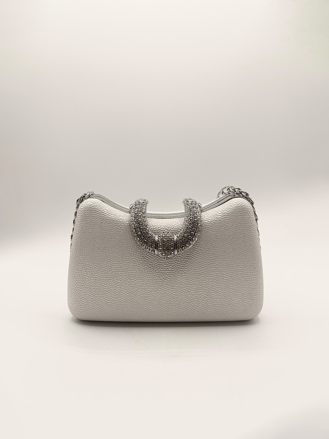 Shimmer Grab Bag With Double Chain Strap Silver HB331021