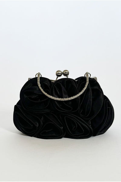 Black - 3D Rose Clutch Bag In Black by SVNX
