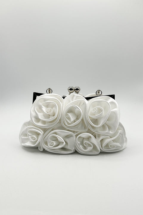 3D Rose Clutch Bag In White by SVNX