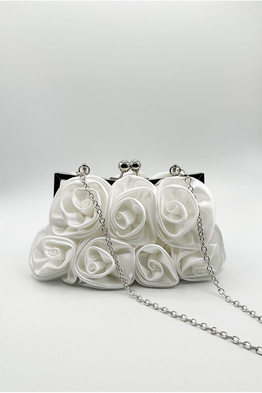 3D Rose Clutch Bag In White HB331507