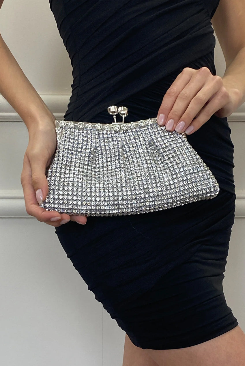 Silver Crystal Clutch Bag HB331821