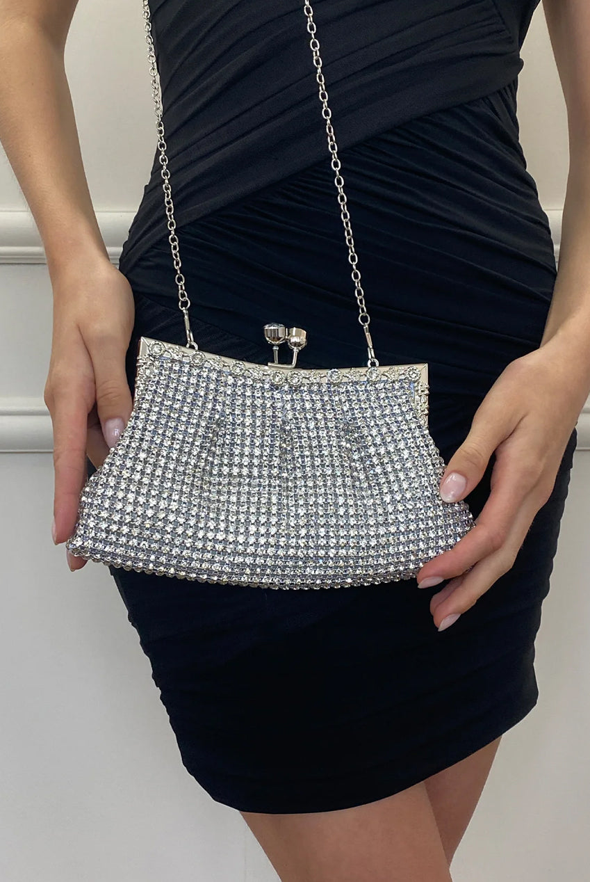 Silver Crystal Clutch Bag HB331821